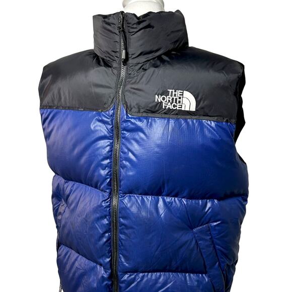 Vintage The North Face 700 Nuptse Down Puffer Vest Blue Black Y2K Streetwear LG - Picture 3 of 16